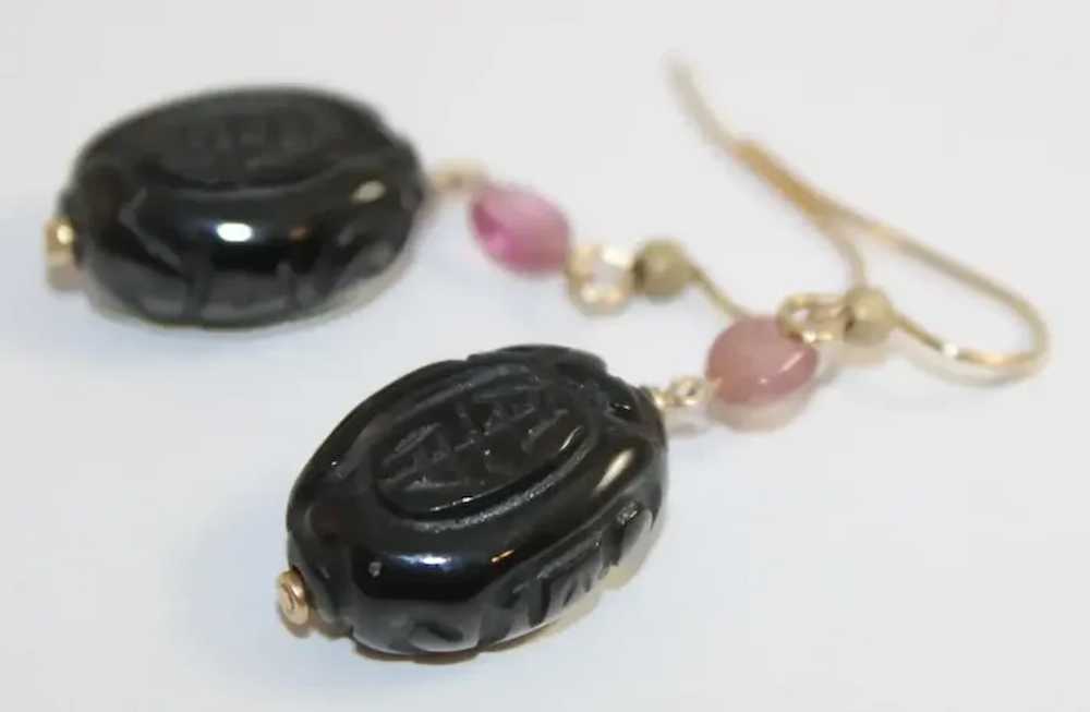 Pink Tourmaline And Black Onyx Earrings - image 7