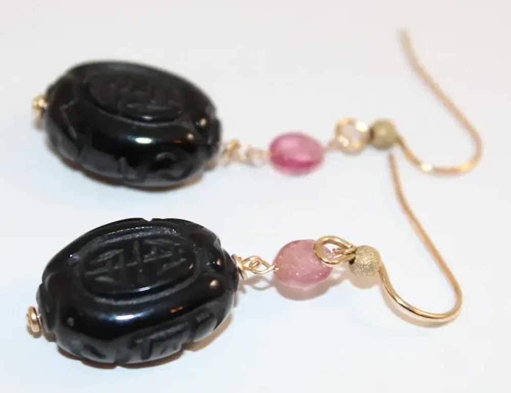 Pink Tourmaline And Black Onyx Earrings - image 8