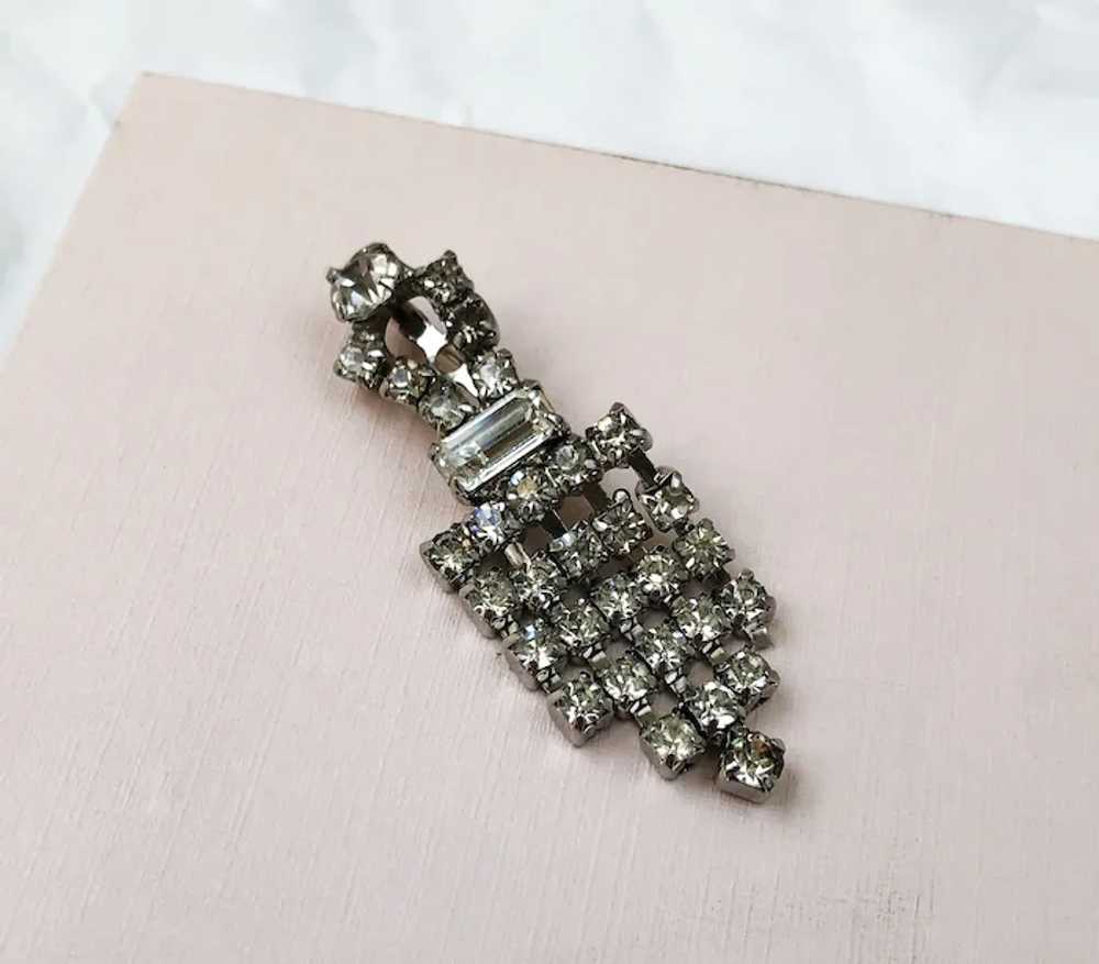 Fringe rhinestone brooch pin, fancy clear crystal… - image 10