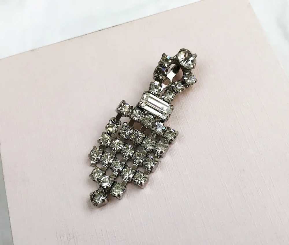 Fringe rhinestone brooch pin, fancy clear crystal… - image 11