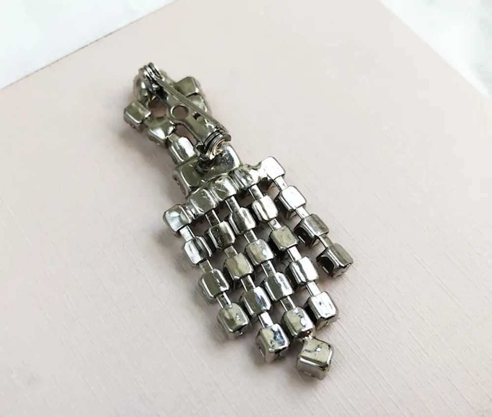 Fringe rhinestone brooch pin, fancy clear crystal… - image 12