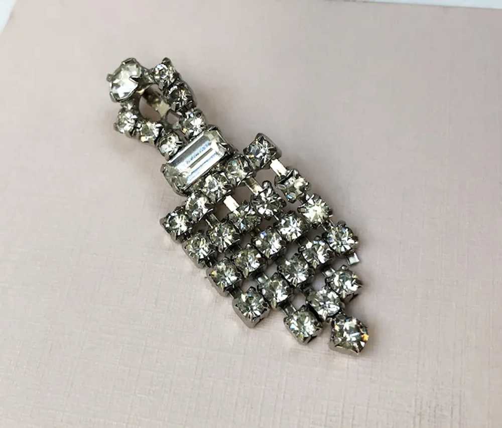 Fringe rhinestone brooch pin, fancy clear crystal… - image 3