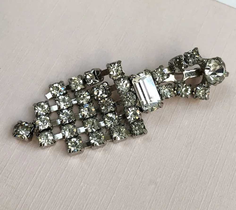 Fringe rhinestone brooch pin, fancy clear crystal… - image 4