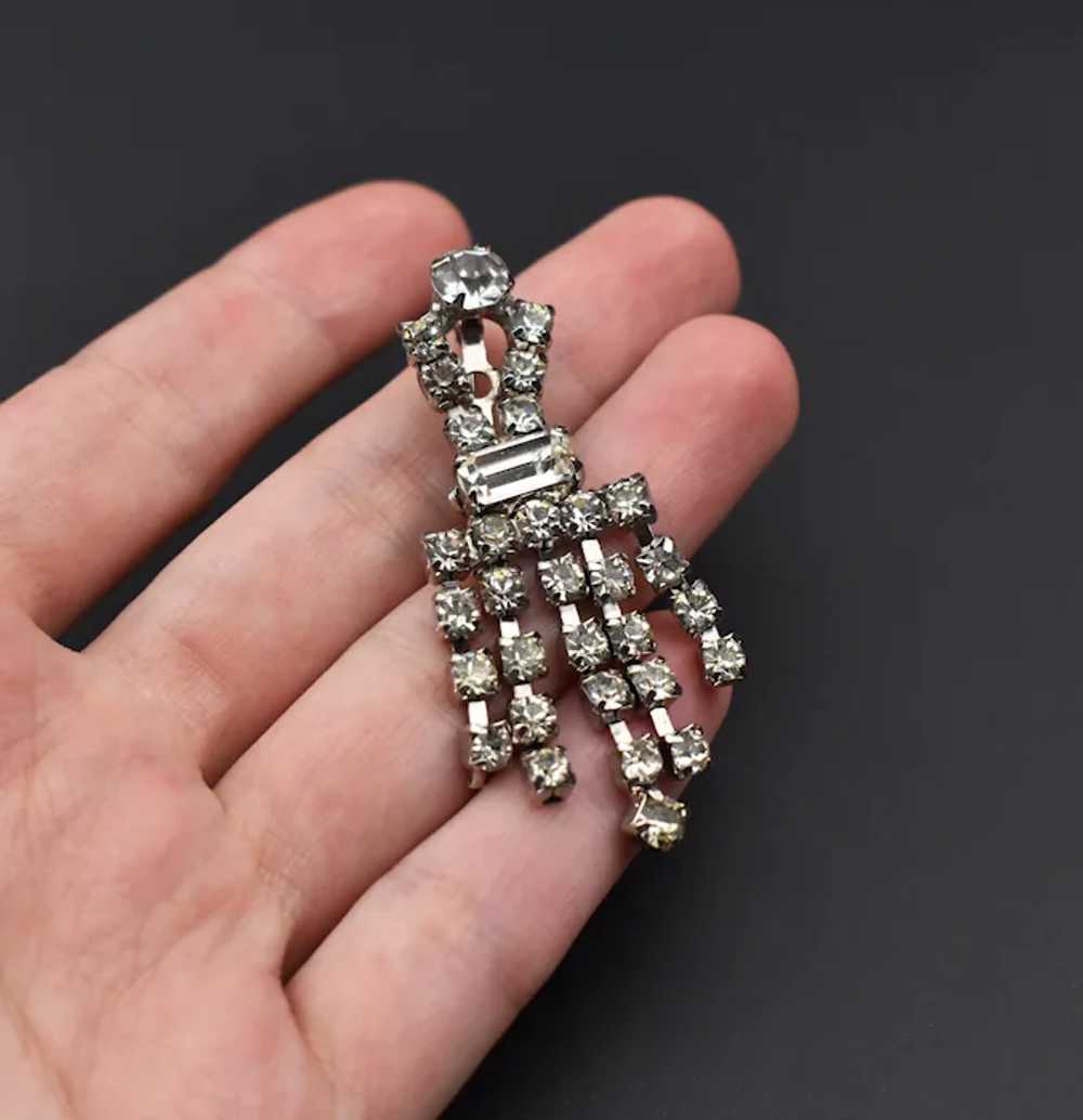 Fringe rhinestone brooch pin, fancy clear crystal… - image 5