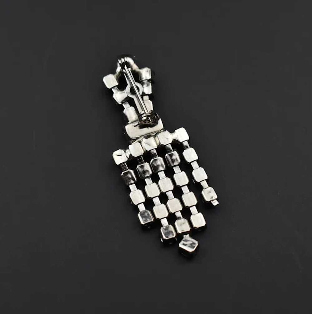 Fringe rhinestone brooch pin, fancy clear crystal… - image 6