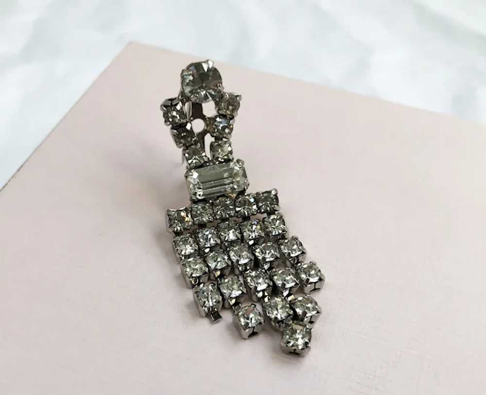 Fringe rhinestone brooch pin, fancy clear crystal… - image 7