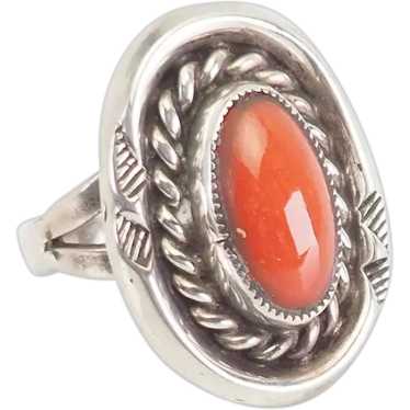 Vintage sterling silver and coral handmade signed… - image 1