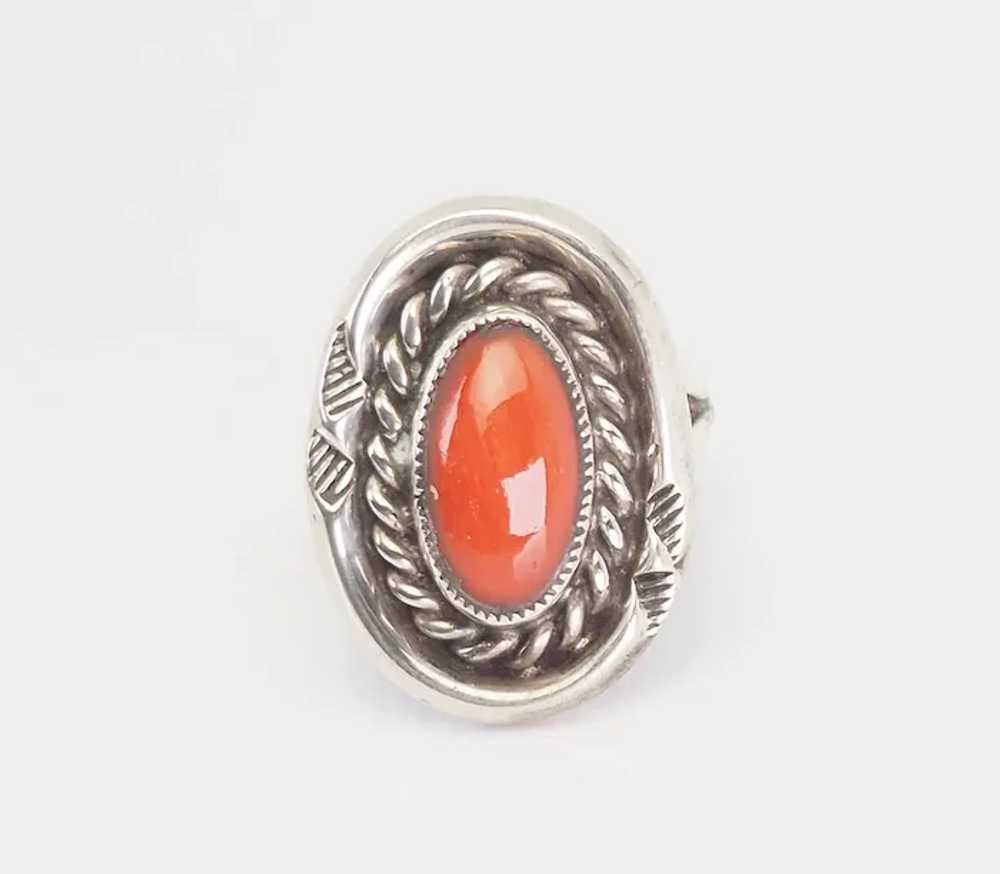 Vintage sterling silver and coral handmade signed… - image 2