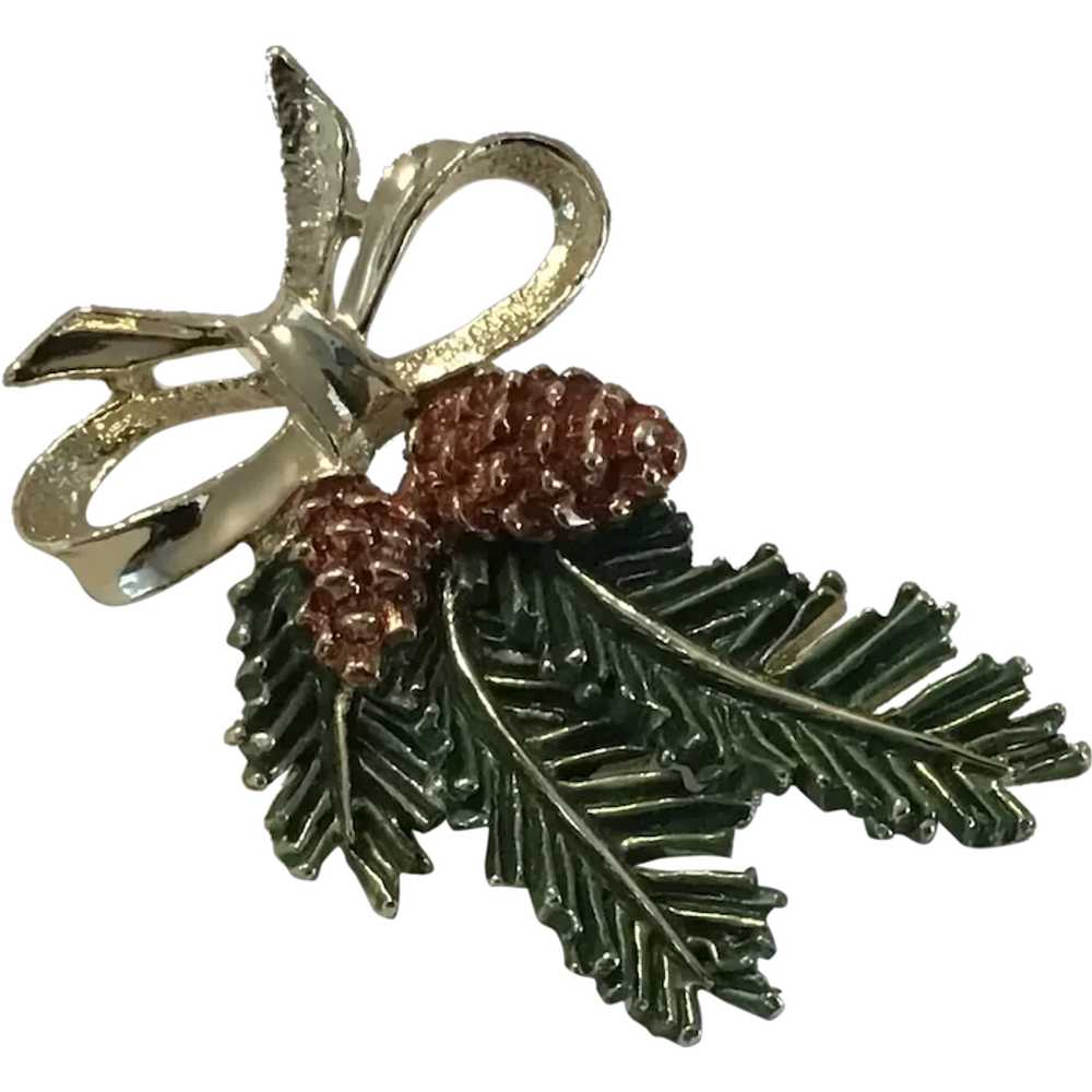 Gerry’s Christmas Evergreen and Pine Cone Pin - image 1