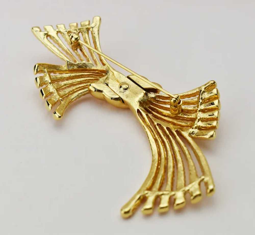 Large bow brooch gold, elegant basic lapel pin - image 7