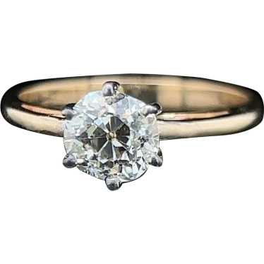 .96ct. Diamond Vintage Engagement Ring Yellow & W… - image 1