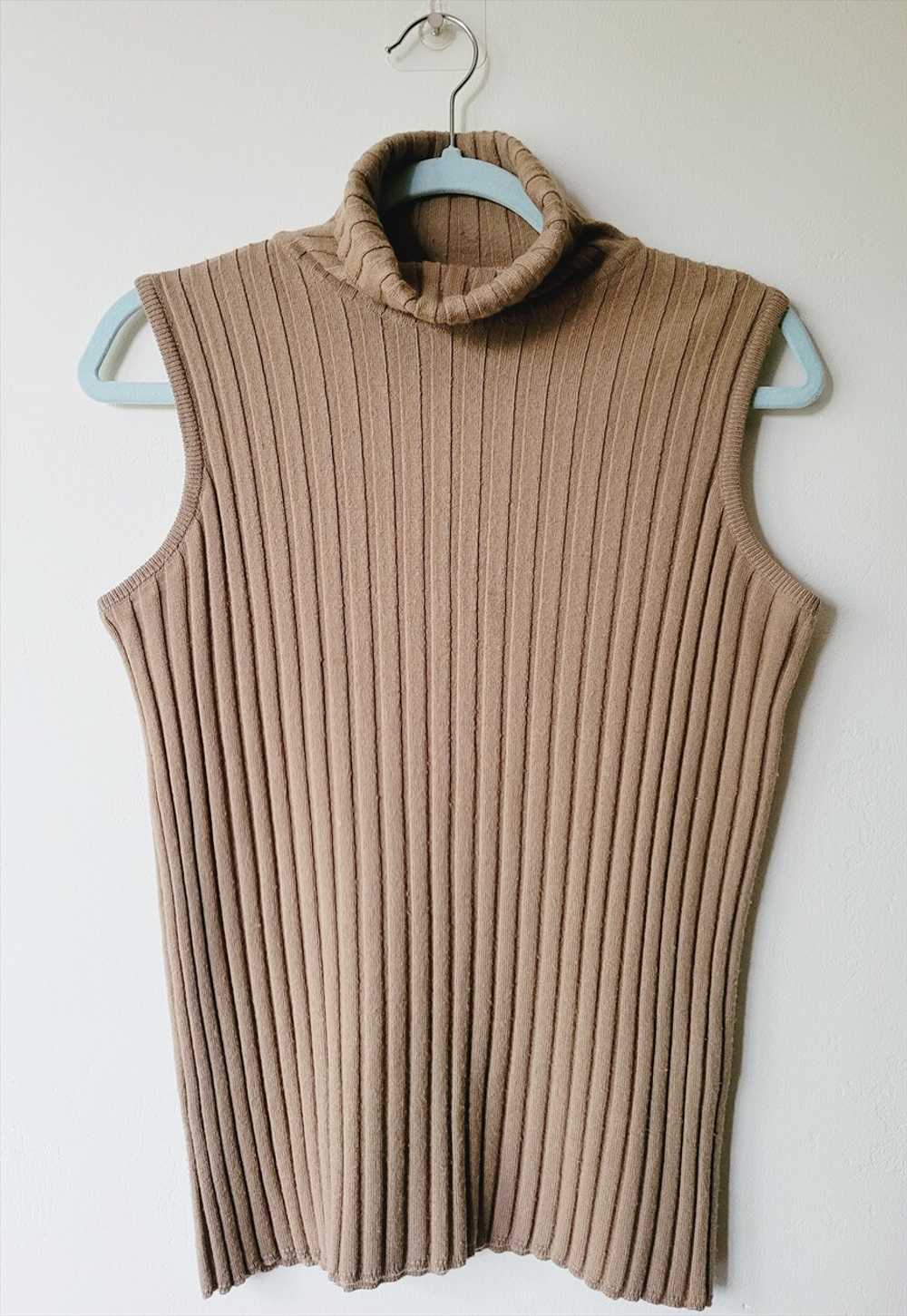 Y2K brown ribbed knit minimalist turtleneck sleev… - image 4