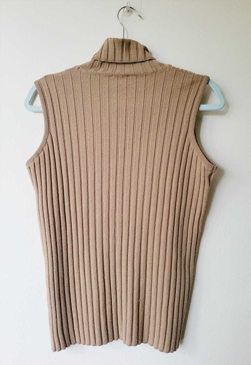 Y2K brown ribbed knit minimalist turtleneck sleev… - image 5