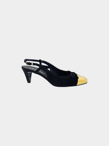Chanel 2000s Black and Gold Two-toned Slingback He