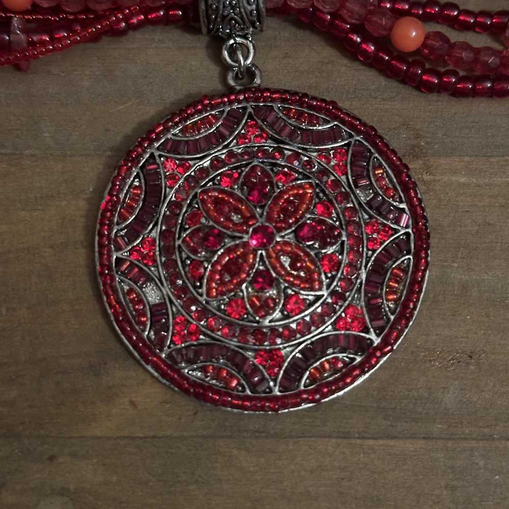 Other Multi strand beaded jeweled medallion penda… - image 3