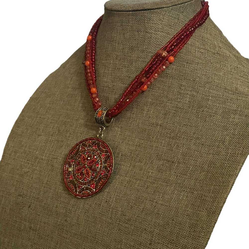 Other Multi strand beaded jeweled medallion penda… - image 5