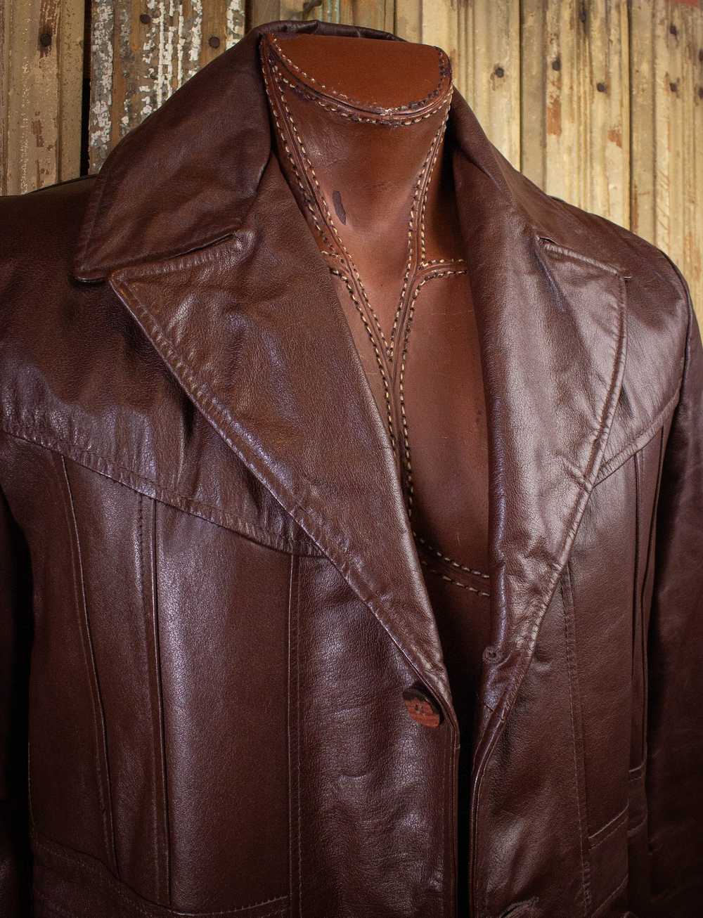 Vintage Vintage Sears Brown Leather Blazer with R… - image 3