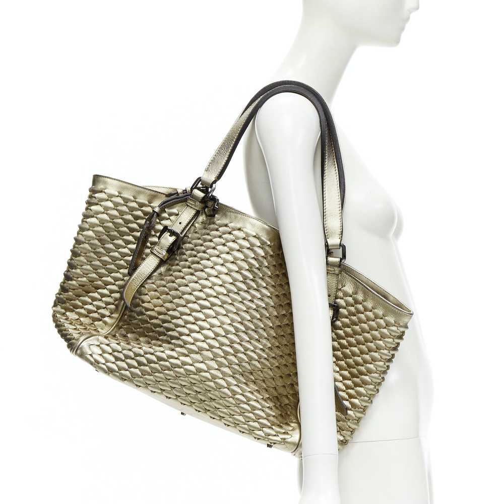 Burberry BURBERRY LONDON gold woven textured leat… - image 2