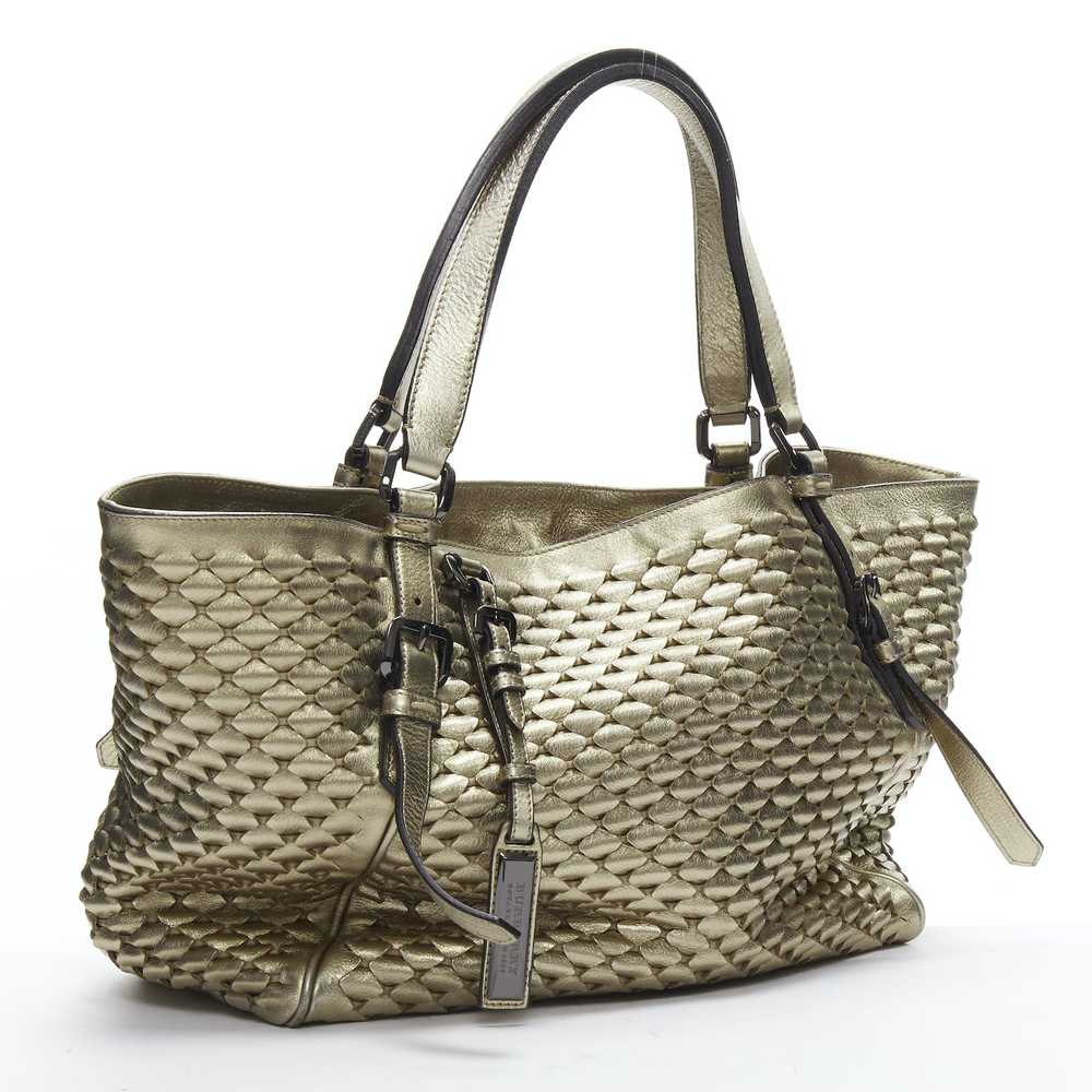 Burberry BURBERRY LONDON gold woven textured leat… - image 3