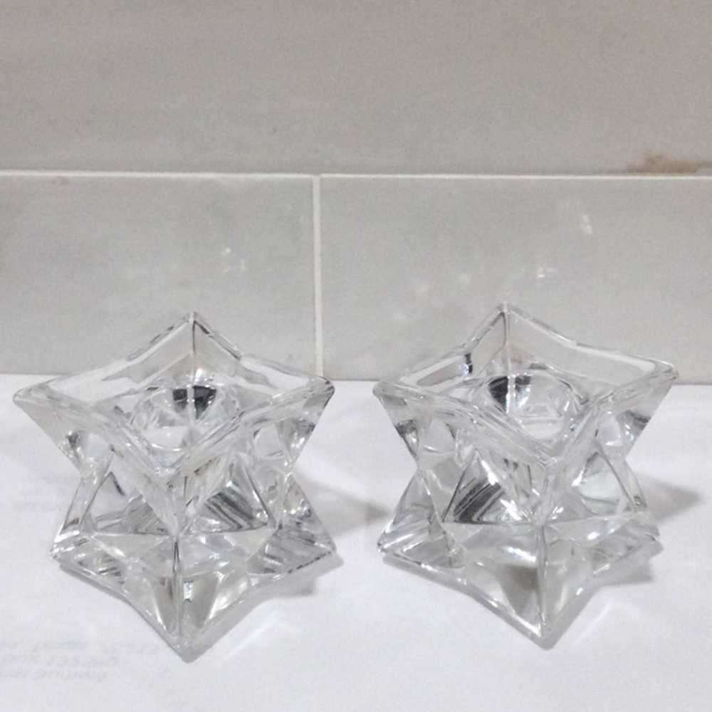 Other Clear Glass Star Shaped Taper Candle Holders - image 7