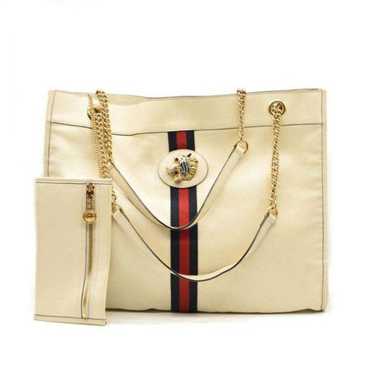 Gucci Suede Calfskin Large Rajah Chain Tote White