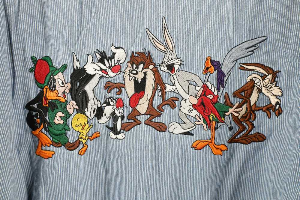 Vintage Vintage 90s Looney Tunes Striped Collared… - image 8