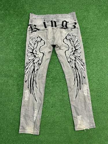 Streetwear × Vintage Embroidered Jeans Kingz Stree