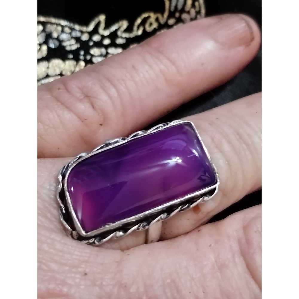 Vintage Gorgeous amethyst and silver ring size 7 - image 1