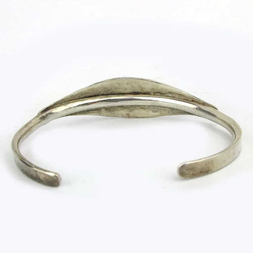 STAR Topped Vintage Sterling Silver Cuff Bracelet - image 4