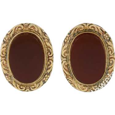 Antique 14K Yellow Gold Oval Bezel Carnelian Repo… - image 1