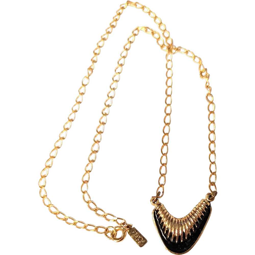 Black Enamel Gold Filled Necklace - image 1