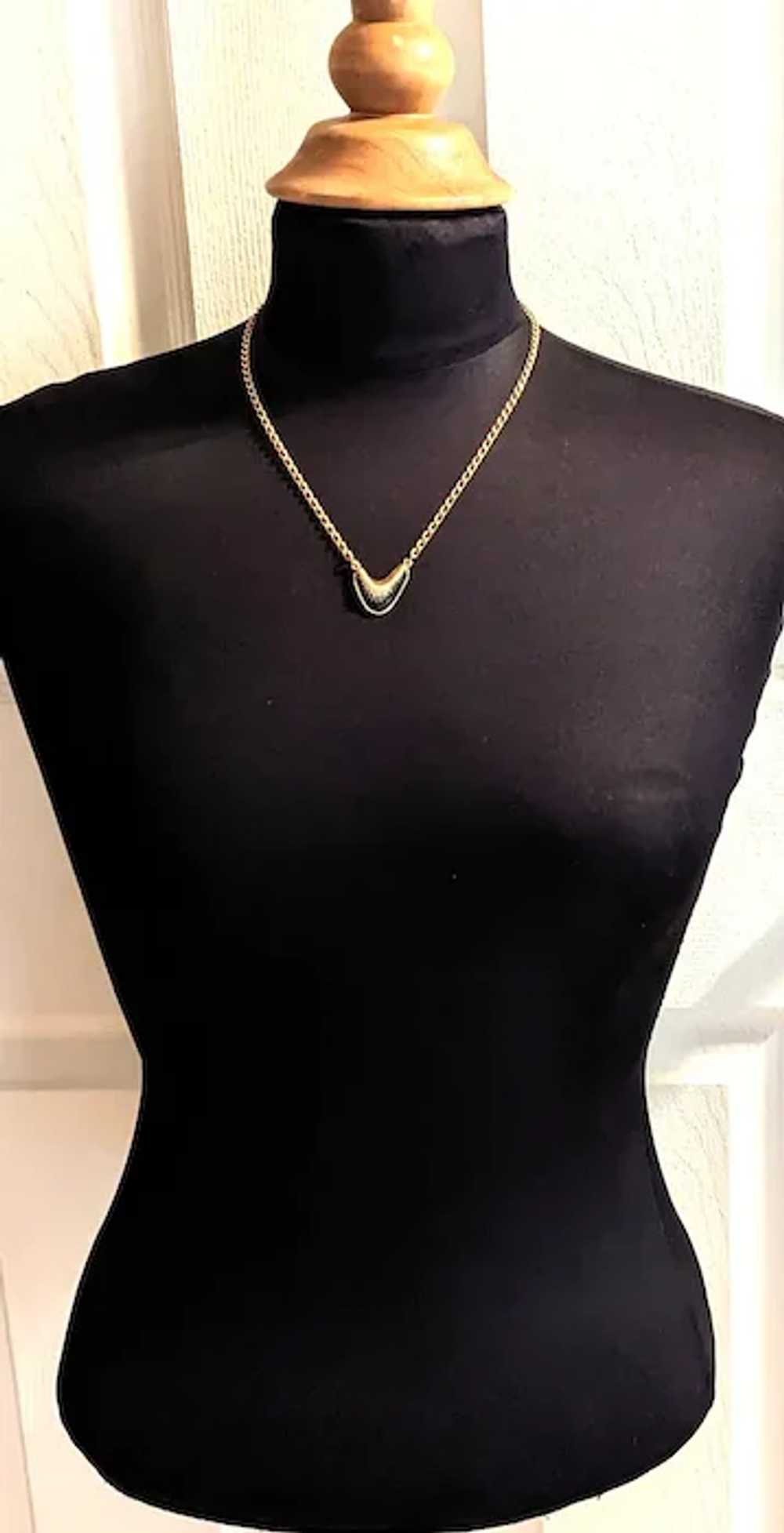 Black Enamel Gold Filled Necklace - image 2