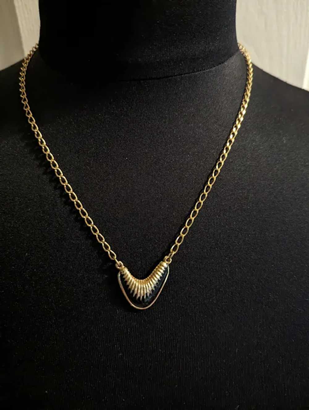 Black Enamel Gold Filled Necklace - image 3