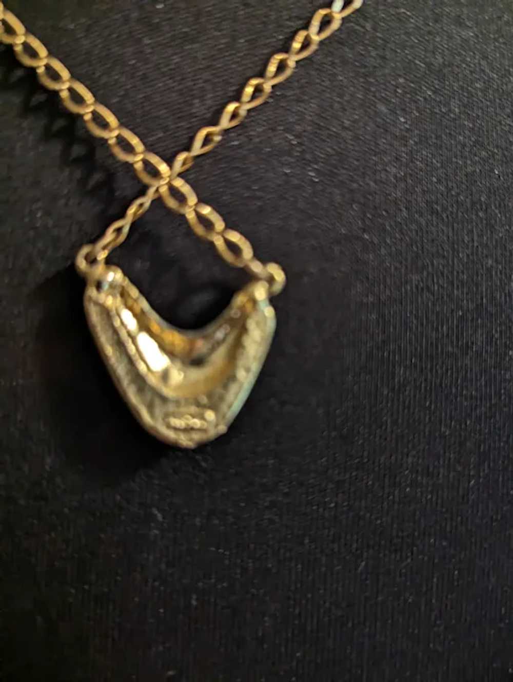 Black Enamel Gold Filled Necklace - image 4