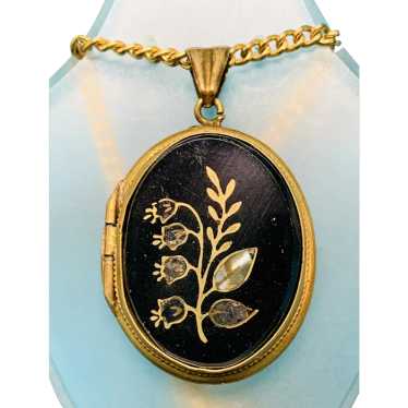 Antique Victorian Lily of The Valley Onyx Mother … - image 1