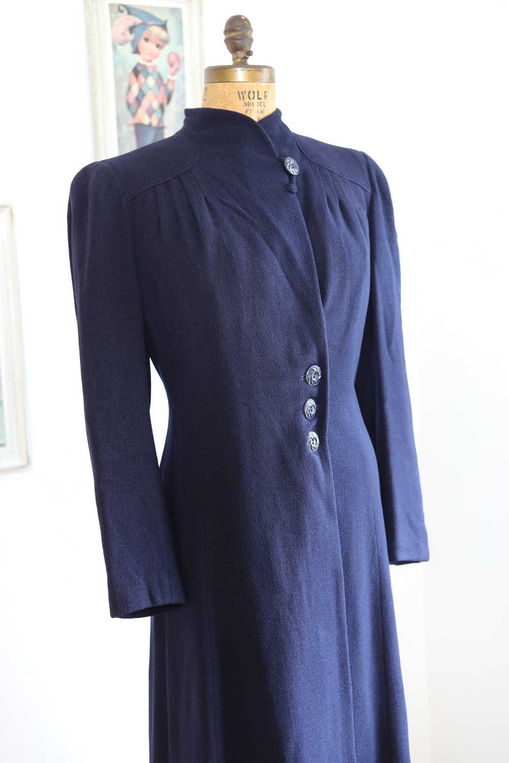 Vintage 1930s Wool Coat - Gorgeous Ink Blue Wrap … - image 5