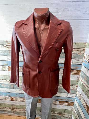 70’s Brick 3/4 Length Leather Jacket By Fantastic 