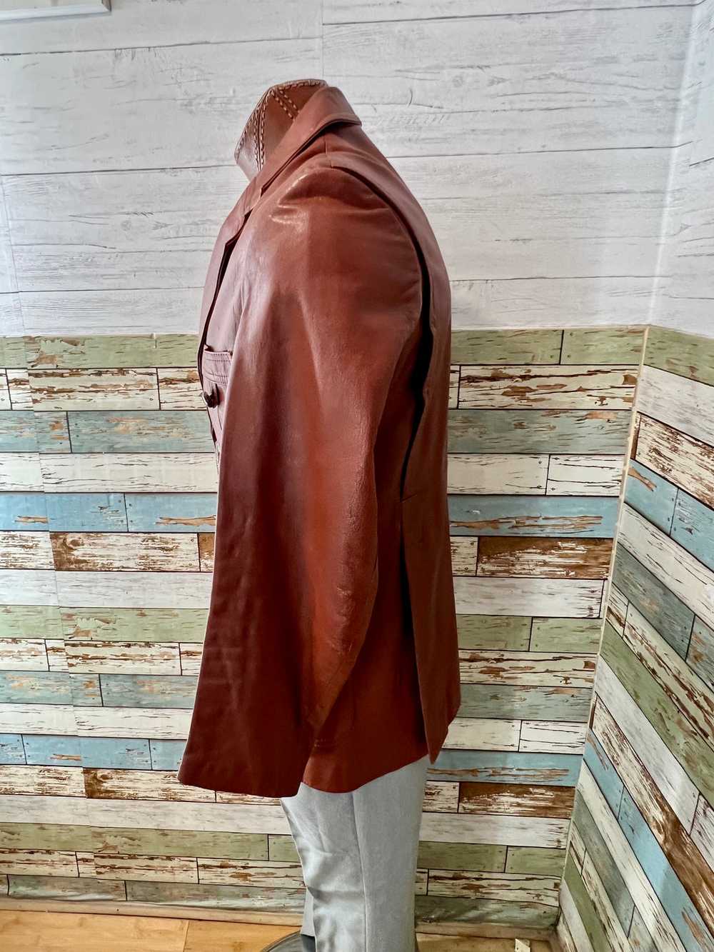 70’s Brick 3/4 Length Leather Jacket By Fantastic… - image 6
