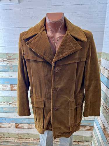 70’s Brown Corduroy Coat With Exaggerated Lapel By