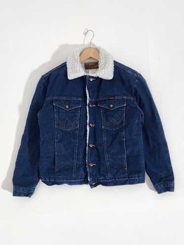 Vintage 1990s Wrangler Denim Sherpa Lined Jacket S