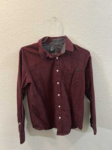 Volcom Men’s Red Long Sleeve Button Up Size Small - image 1