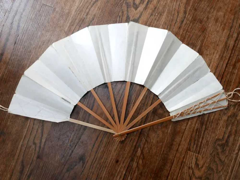 Antique Victorian Folding Hand Fan Painted Gibson… - image 8