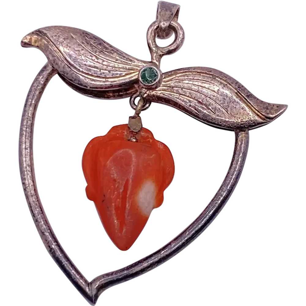 Victorian Era Bewitched Heart and Red Coral Penda… - image 1