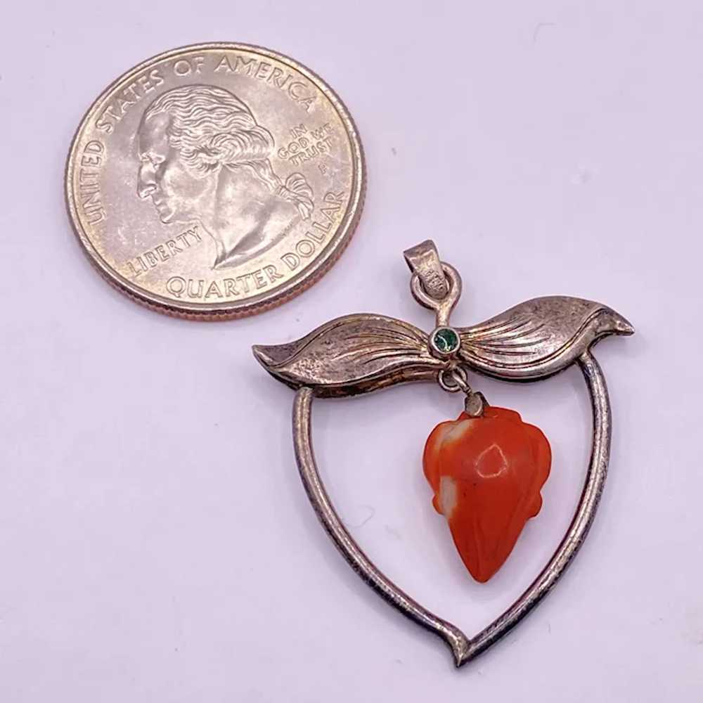 Victorian Era Bewitched Heart and Red Coral Penda… - image 2