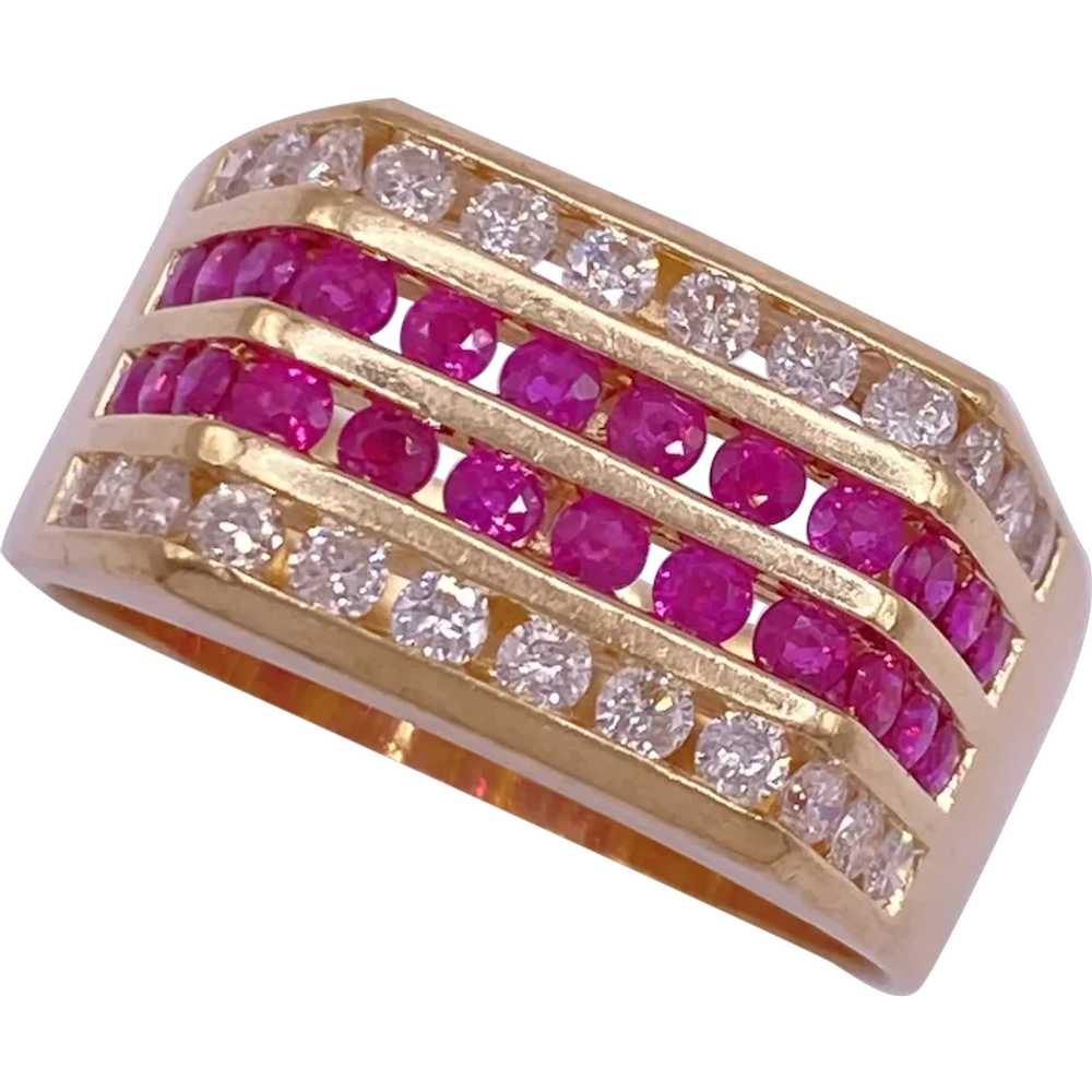 Geometric Top Ruby and Diamond Ring 2.40 Carats T… - image 1