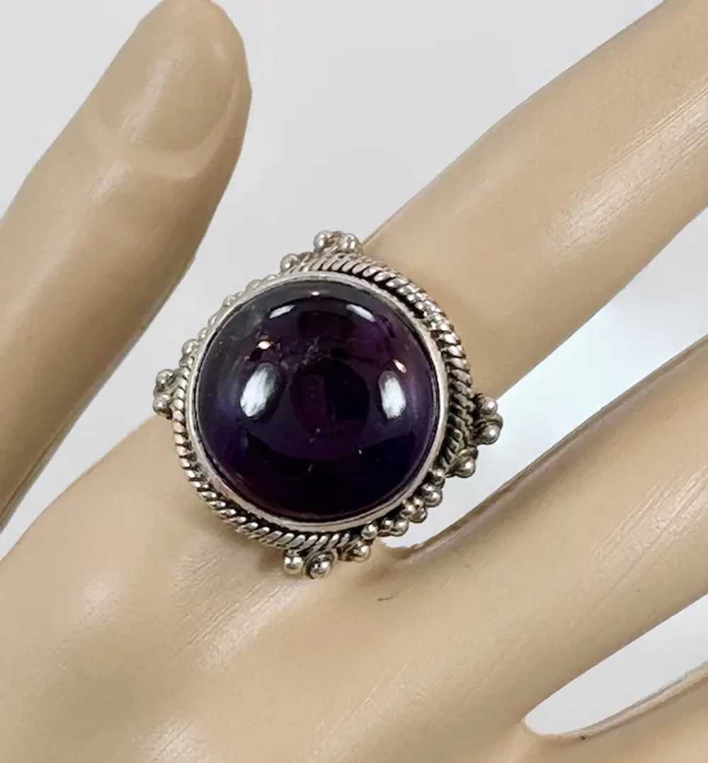 Amethyst Ring, Sterling Silver, Purple Stone, Big… - image 3