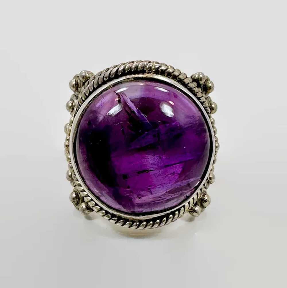 Amethyst Ring, Sterling Silver, Purple Stone, Big… - image 5