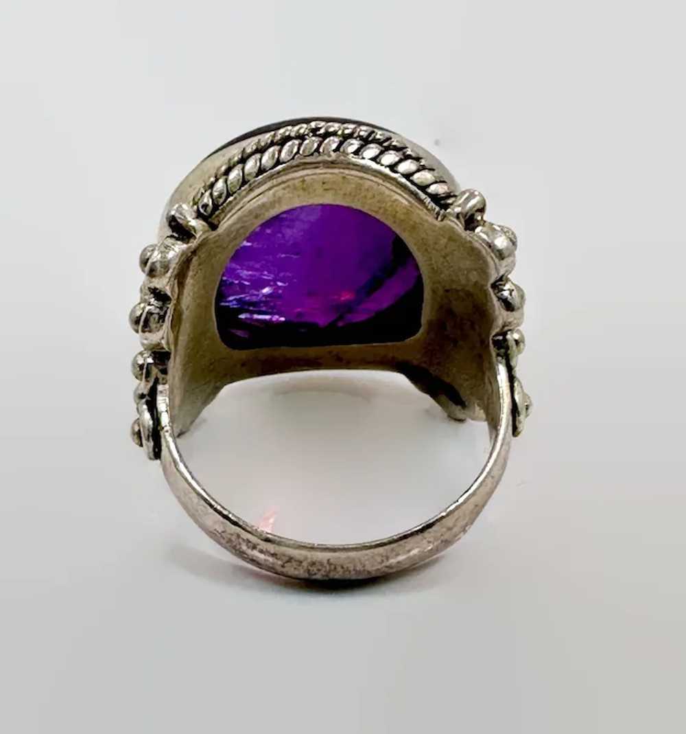 Amethyst Ring, Sterling Silver, Purple Stone, Big… - image 6