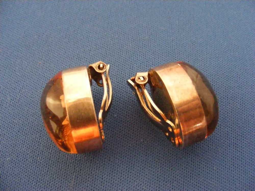 50s Paperweight Clip Earrings 925 Mexico Sterling… - image 6