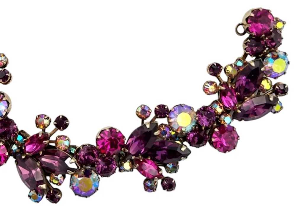 Signed Weiss Purple and Pink Rhinestone Bracelet - image 3